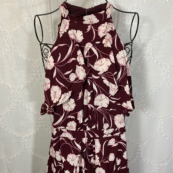 LC Lauren Conrad runway burgundy floral midi dress size 10 - machine washable! - Picture 3 of 10